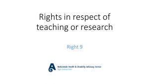 Code of Rights - Rights in respect of teaching or research